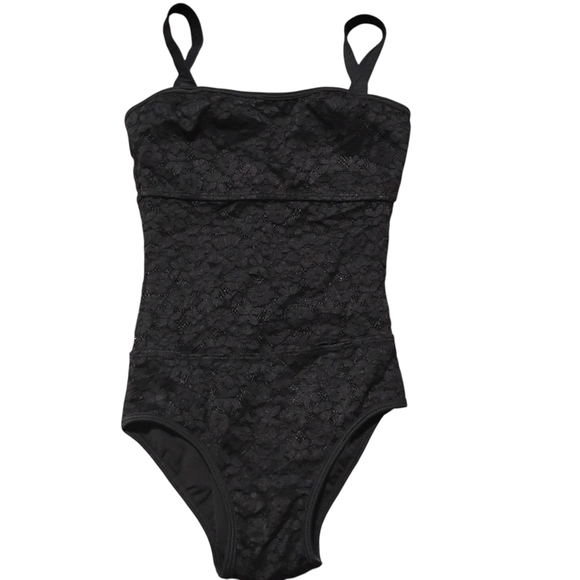 New Scop Swimwear | Black One Piece, Lace With Sheer Mid Section | Size Medium - Picture 2 of 15